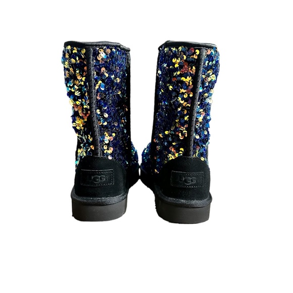 UGG Black Short Classic Stellar Sequin Boots 37 US 6 - Picture 5 of 12